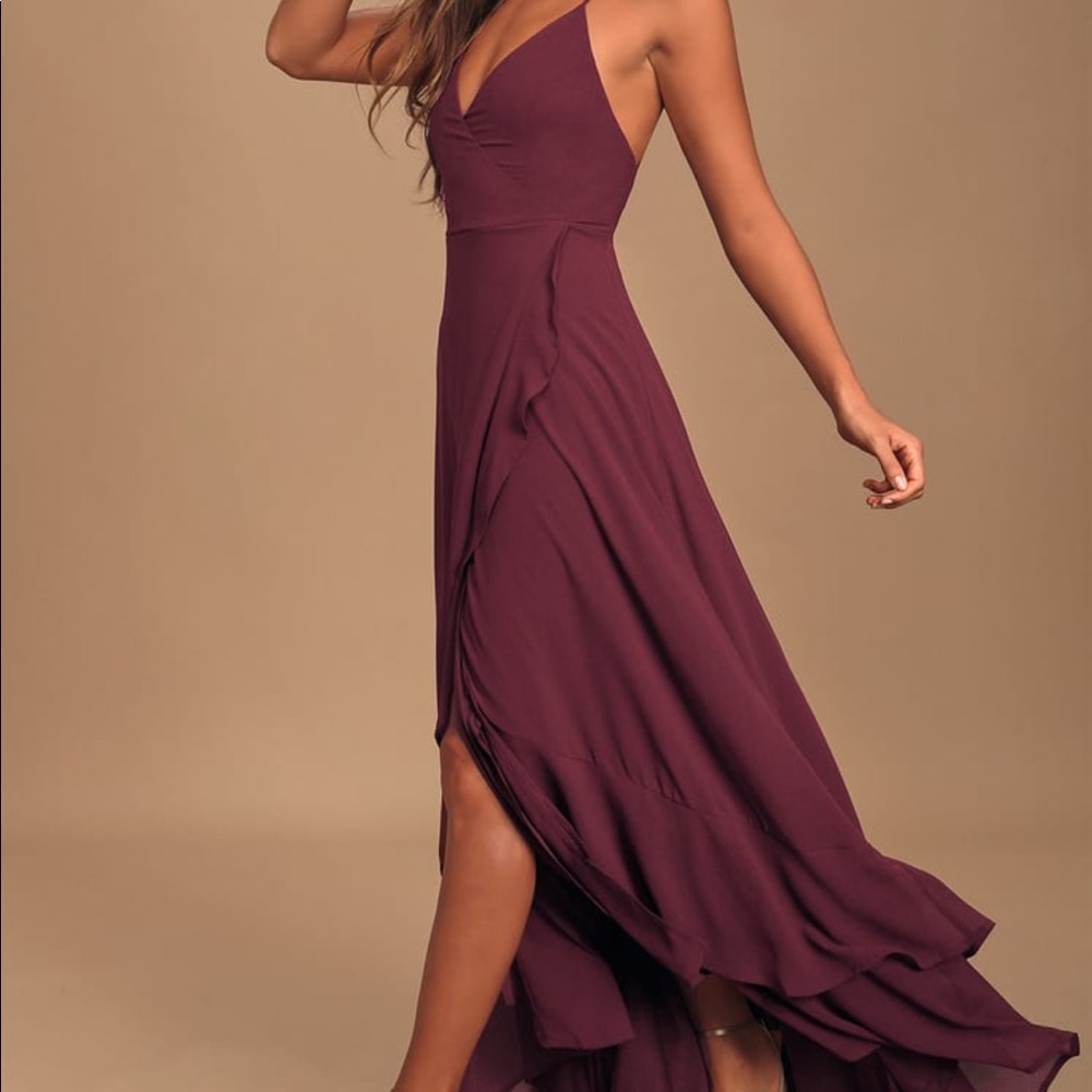 Lulus In Love Forever Plum Lace-Up High-Low Dress
